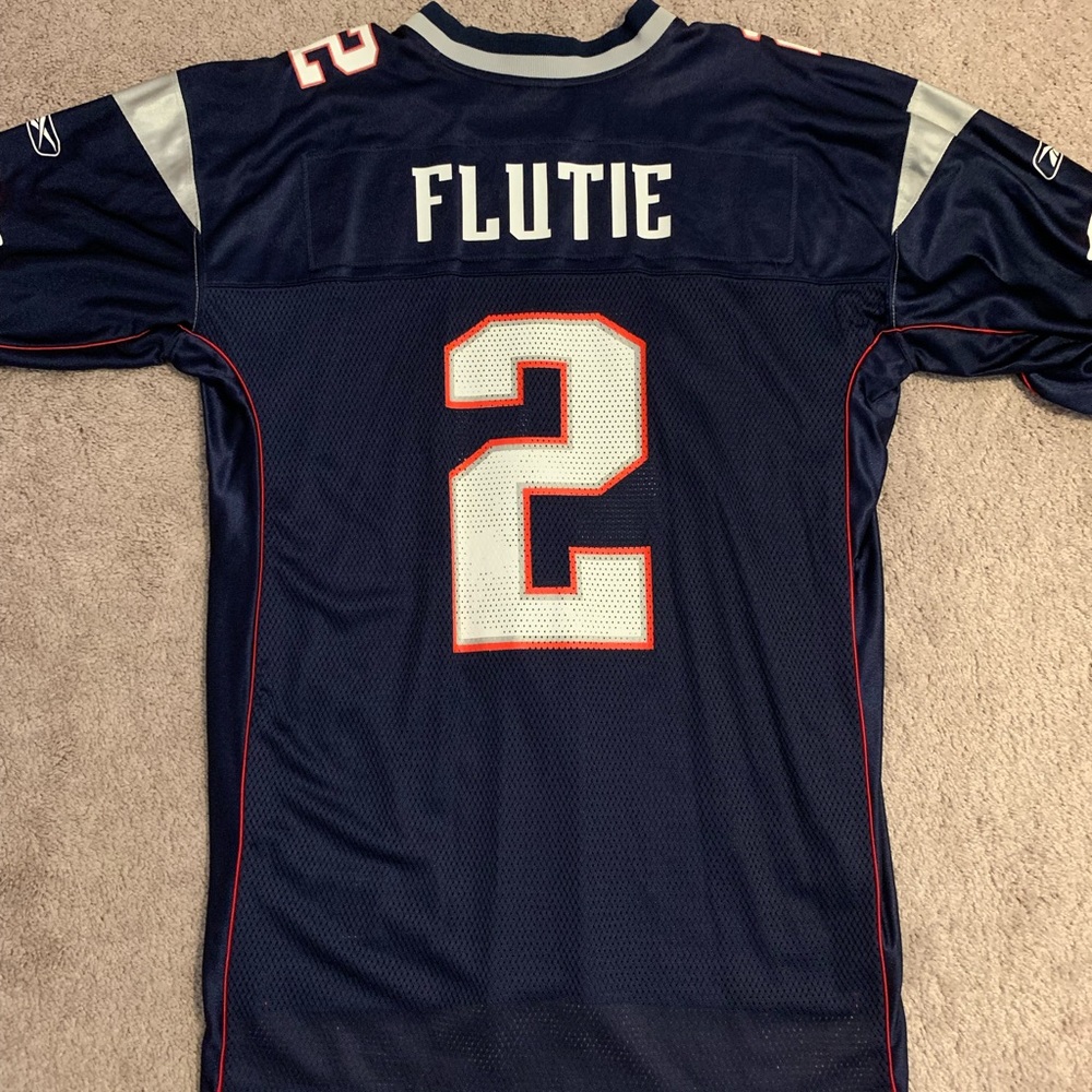 New England Patriots #2 Doug Flutie Jersey L Blue NFL Reebok